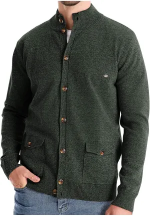 Mens Cardigan Sweater Button Down Knit Jacket Casual Long Sleeve Sweater Stand Collar Sweaters Fall Winter Jackets