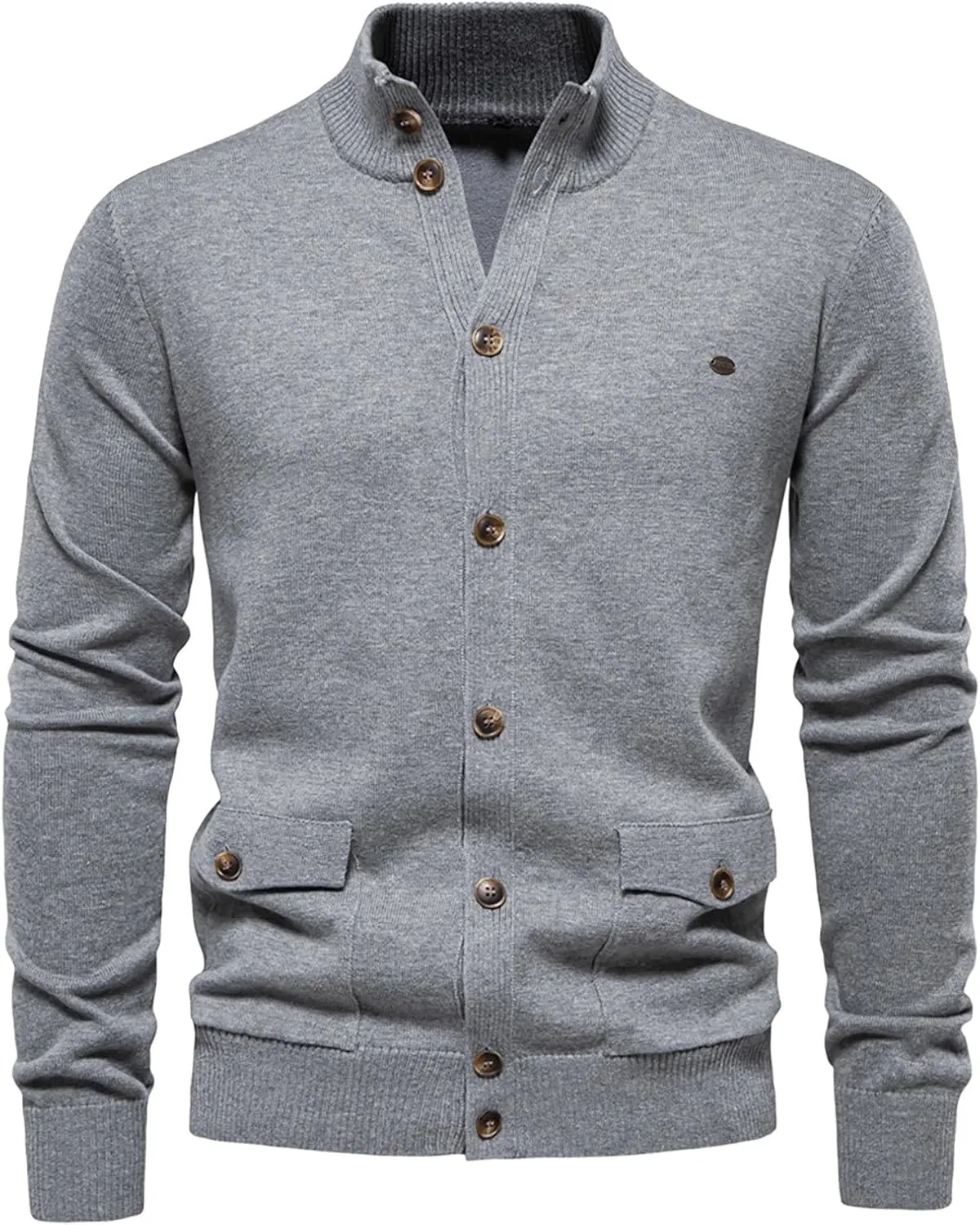 Mens Cardigan Sweater Button Down Knit Jacket Casual Long Sleeve Sweater Stand Collar Sweaters Fall Winter Jackets