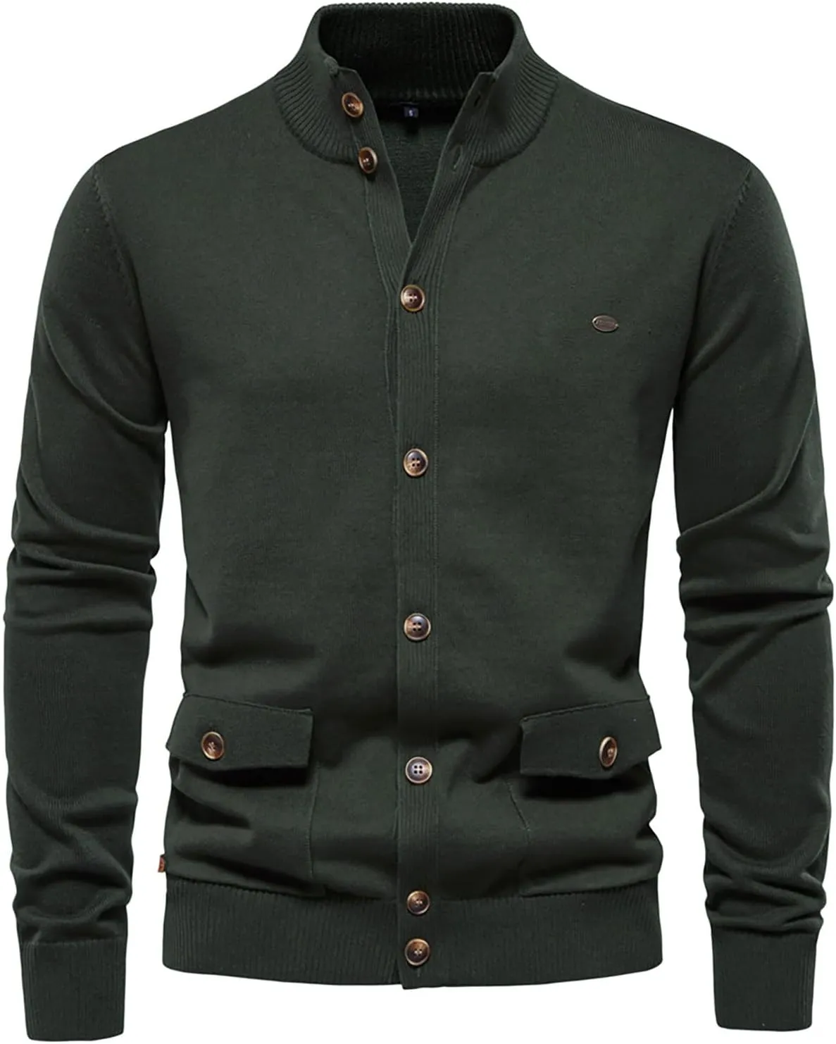 Mens Cardigan Sweater Button Down Knit Jacket Casual Long Sleeve Sweater Stand Collar Sweaters Fall Winter Jackets