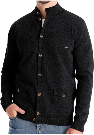 Mens Cardigan Sweater Button Down Knit Jacket Casual Long Sleeve Sweater Stand Collar Sweaters Fall Winter Jackets