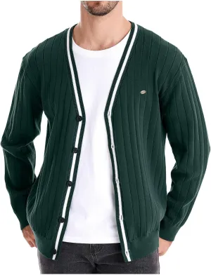 Mens Cardigan Sweater V Neck Knit Sweater Button Down Open Front Cardigan Lightweight Knit Cardigan Casual Jacket