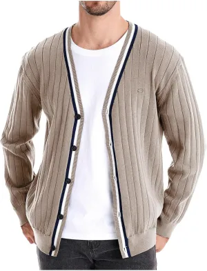 Mens Cardigan Sweater V Neck Knit Sweater Button Down Open Front Cardigan Lightweight Knit Cardigan Casual Jacket
