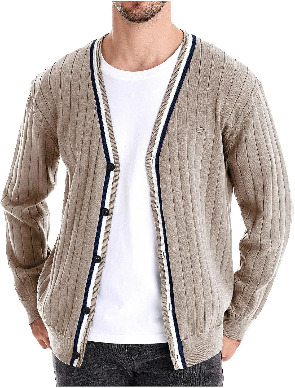 Mens Cardigan Sweater V Neck Knit Sweater Button Down Open Front Cardigan Lightweight Knit Cardigan Casual Jacket