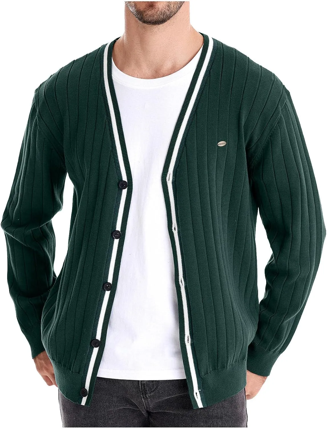 Mens Cardigan Sweater V Neck Knit Sweater Button Down Open Front Cardigan Lightweight Knit Cardigan Casual Jacket