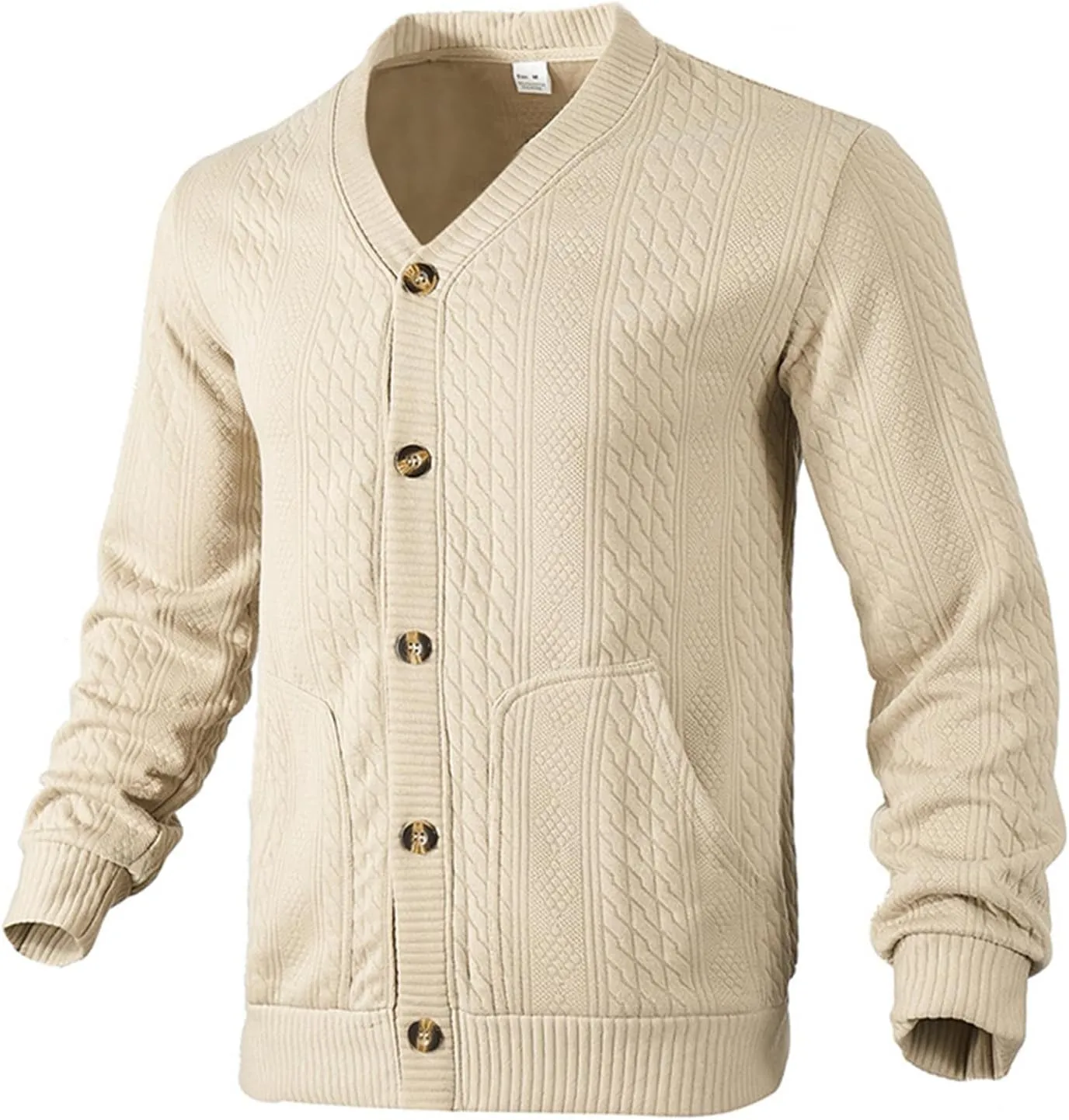 Men's Cardigan Sweaters V Neck Knitted Button Down Sweaters Solid Long Sleeve Outwear Slim Fit Warm Coat Clothes
