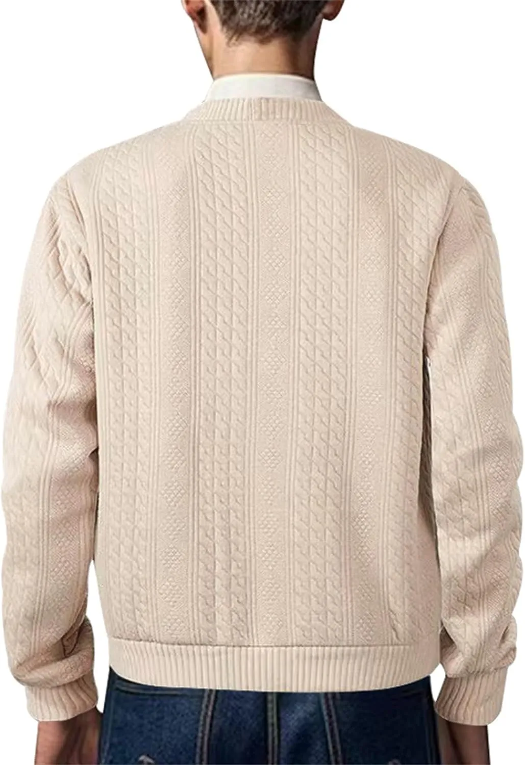 Men's Cardigan Sweaters V Neck Knitted Button Down Sweaters Solid Long Sleeve Outwear Slim Fit Warm Coat Clothes