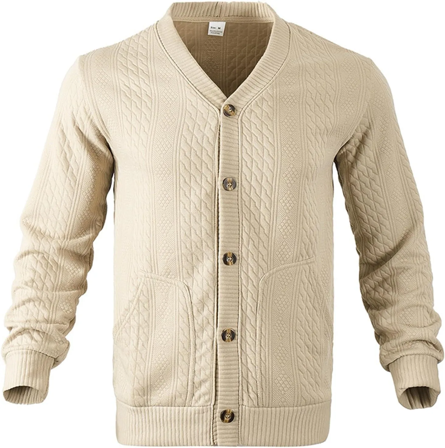 Men's Cardigan Sweaters V Neck Knitted Button Down Sweaters Solid Long Sleeve Outwear Slim Fit Warm Coat Clothes