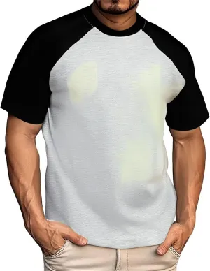 Men's Casual Color Block Tshirt Short Sleeve Loose Fit Breathable Top Quick Dry Raglan Sleeve Gym Running Casual Sport Wear