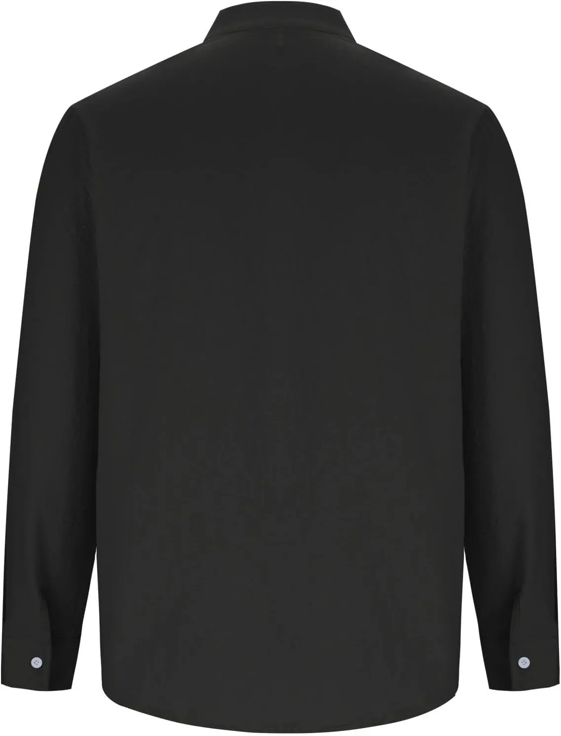 Mens Casual Cotton Linen Long Sleeve Banded Collar T Shirts Summer Plain Button Down Beach Vacation Tops with Pocket