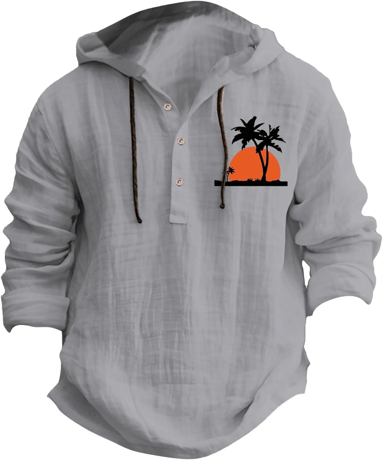 Men's Casual Cotton Linen Shirts Long Sleeve Hawaiian Plain Beach Travel T-Shirts Fashion Summer Outdoor Yoga Tops
