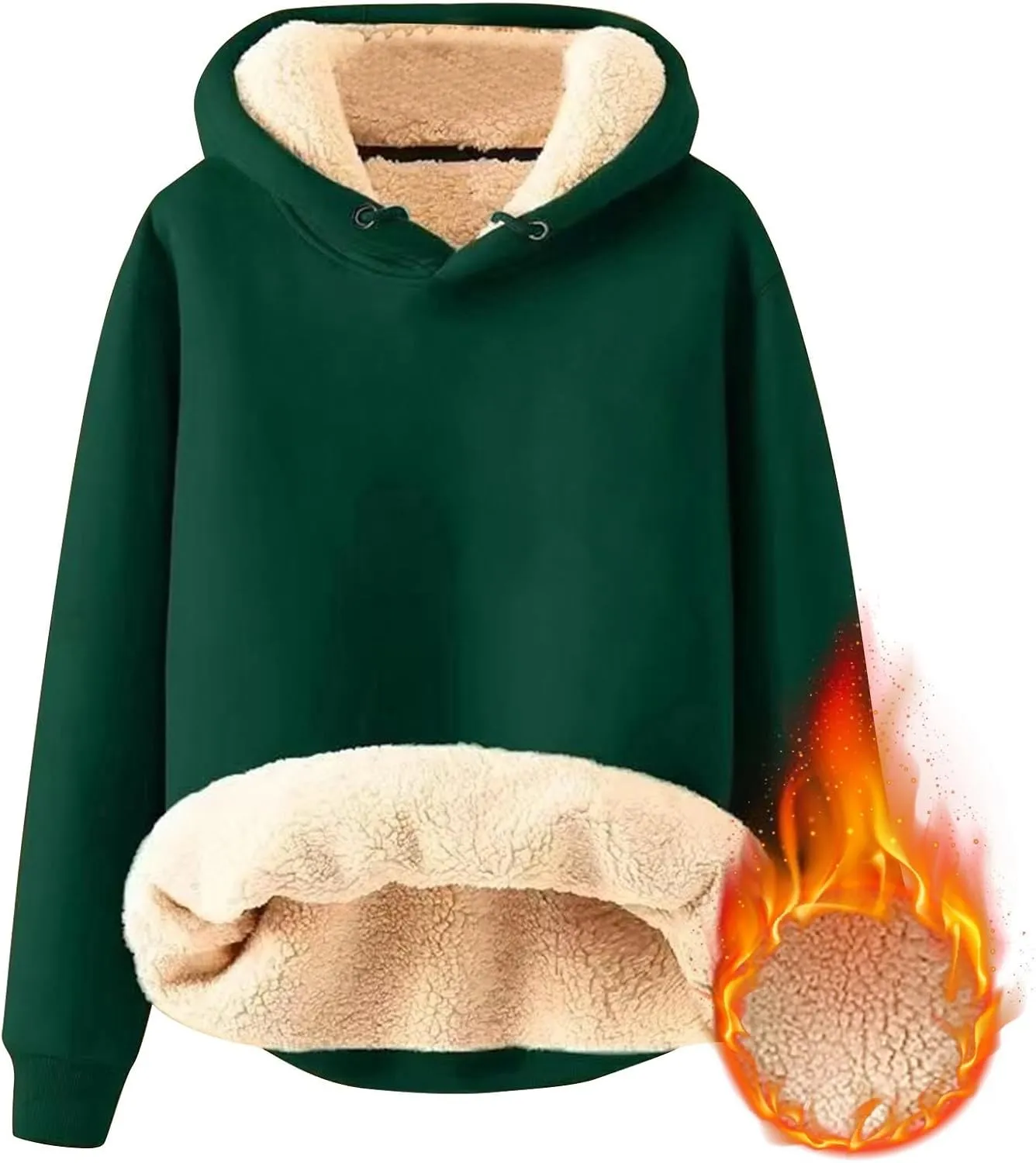 Men's Casual Fleece Sherpa Lined Hoodie Winter Warm Pullover Hooded Sweatshirt