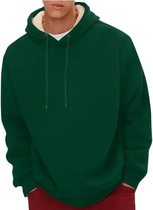 Men's Casual Fleece Sherpa Lined Hoodie Winter Warm Pullover Hooded Sweatshirt