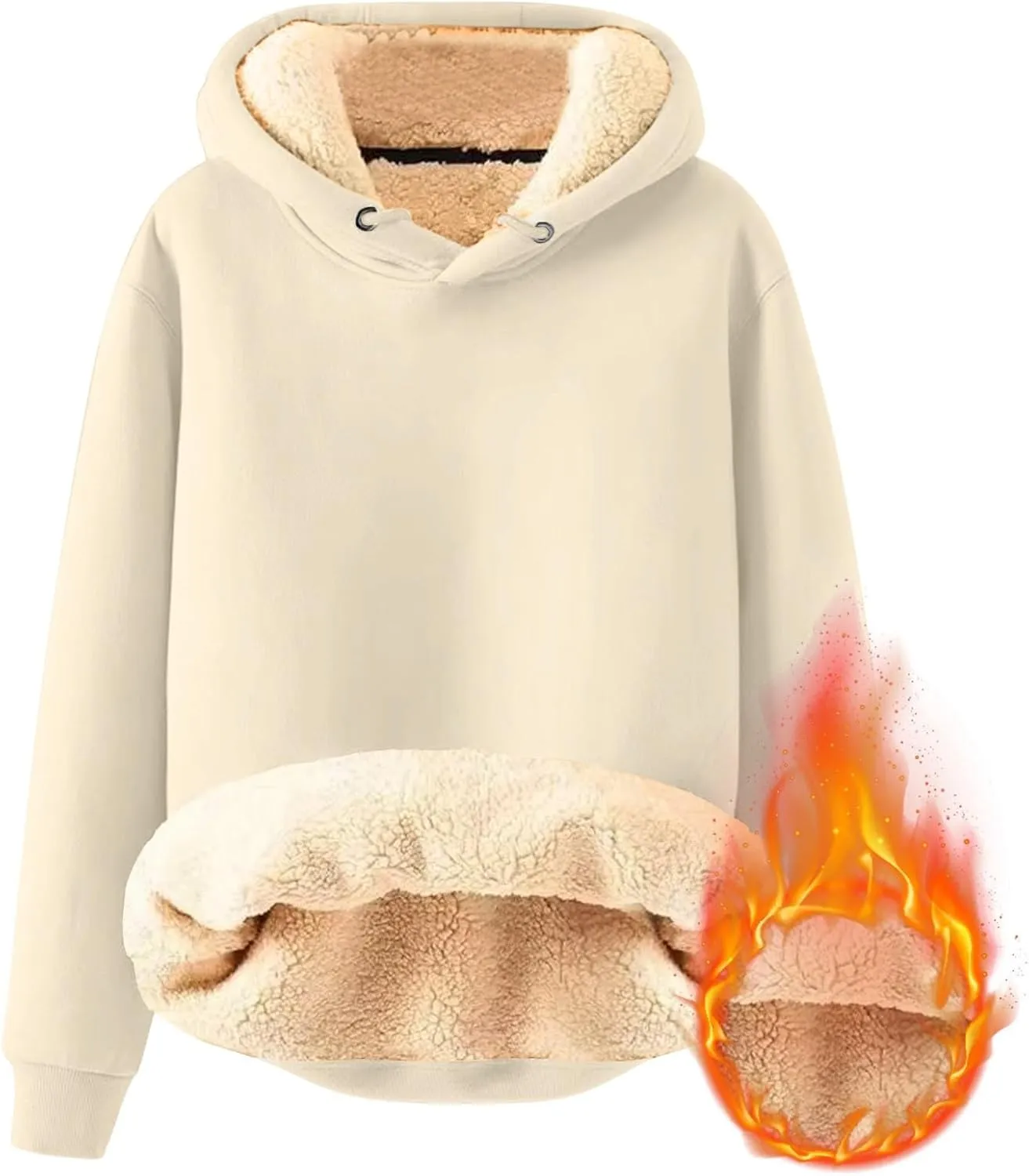 Men's Casual Fleece Sherpa Lined Hoodie Winter Warm Pullover Hooded Sweatshirt
