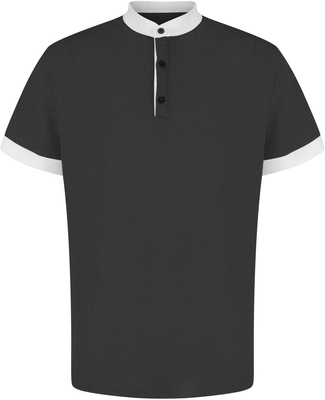 Men's Casual Henley Shirts Long Sleeve Banded Collar Waffle Knit Shirt Muscle Fit Quick Dry Stretch Polo Sweatshirt
