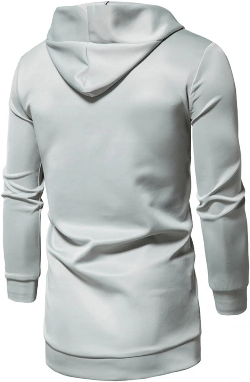 Mens Casual Long Cardigan Jacket Slim Fit Open Front Draped Lightweight Longline Hooded Sweater Coat with Pockets
