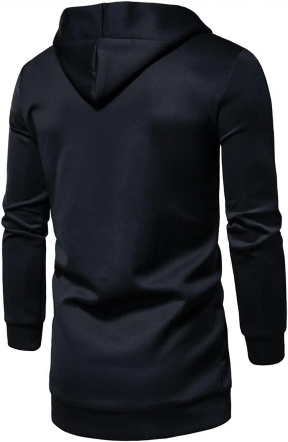 Mens Casual Long Cardigan Jacket Slim Fit Open Front Draped Lightweight Longline Hooded Sweater Coat with Pockets