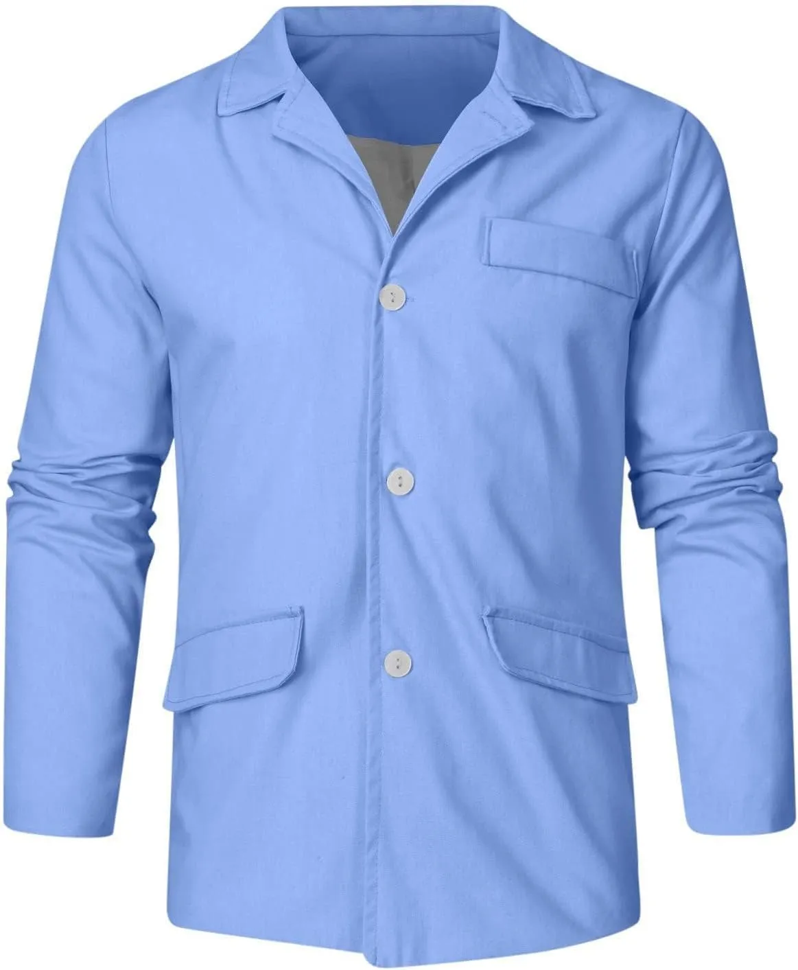 Men's Casual Suit Blazer Jackets Lightweight Linen Notched Collar Tailored Cardigan Tops Single-Breasted Sports Coats