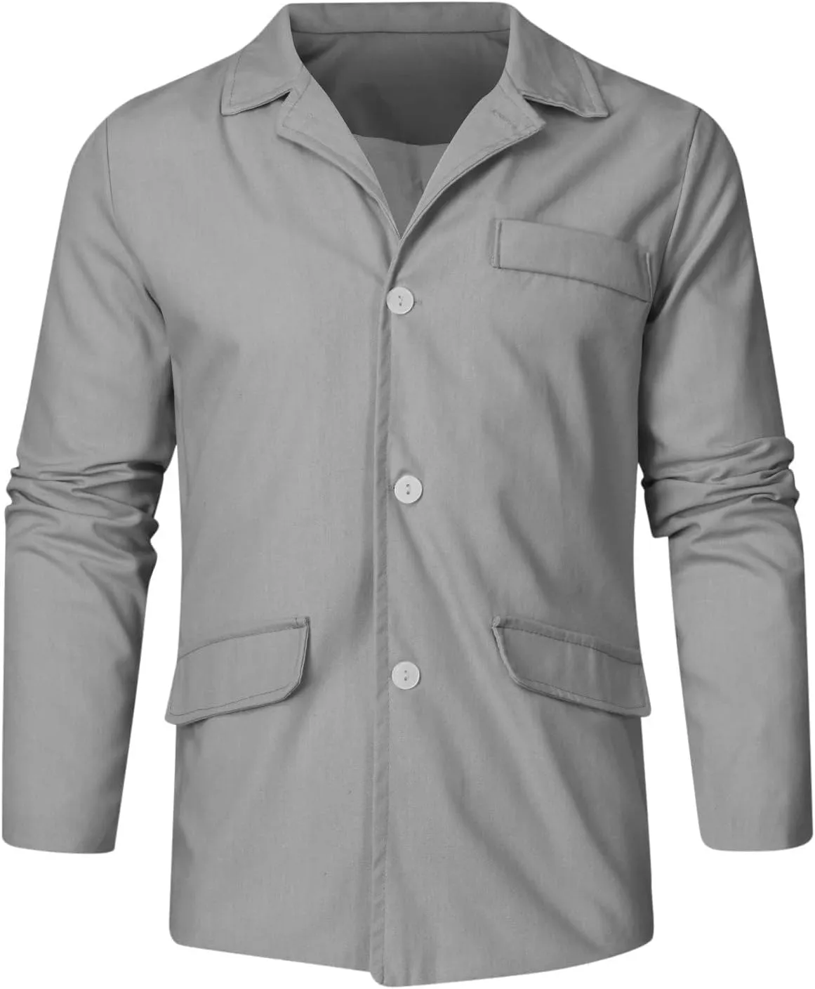 Men's Casual Suit Blazer Jackets Lightweight Linen Notched Collar Tailored Cardigan Tops Single-Breasted Sports Coats