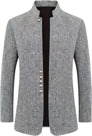 Men's Casual Suit Solid Single Breasted Classic Fit Blazer Lightweight High Neck Casual Suit Jacket for Party Evening