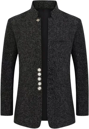 Men's Casual Suit Solid Single Breasted Classic Fit Blazer Lightweight High Neck Casual Suit Jacket for Party Evening
