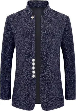 Men's Casual Suit Solid Single Breasted Classic Fit Blazer Lightweight High Neck Casual Suit Jacket for Party Evening