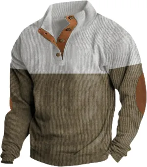 Men's Corduroy Sweatshirt Long Sleeve, Oversized Crewneck, Lightweight Classic Fit Perfect For Casual Wear
