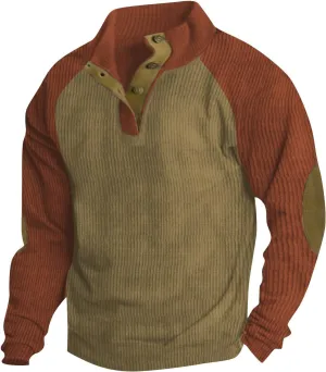 Men's Corduroy Sweatshirt Long Sleeve, Oversized Crewneck, Lightweight Classic Fit Perfect For Casual Wear