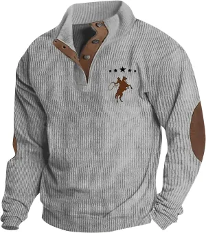 Men's Corduroy Sweatshirt Long Sleeve, Oversized Crewneck, Lightweight Classic Fit Perfect For Casual Wear