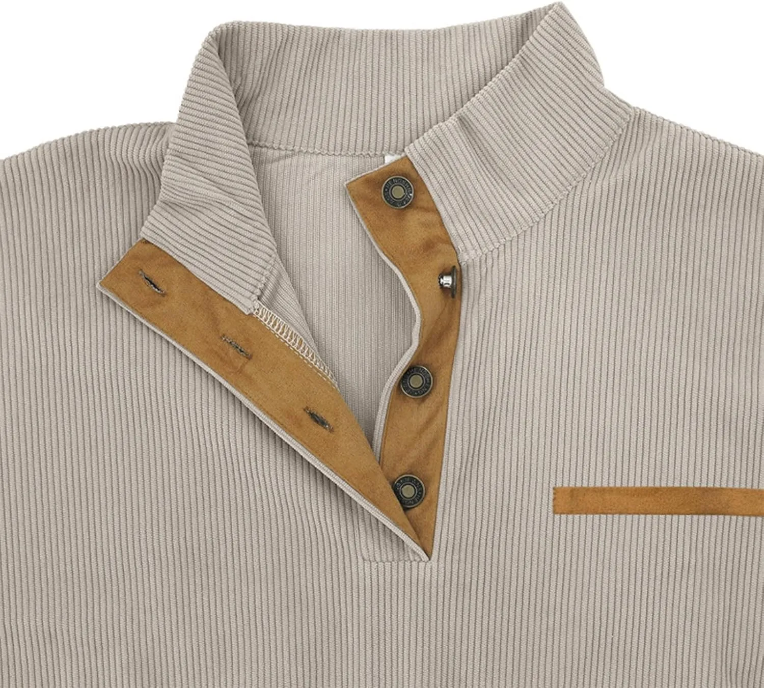 Men's Corduroy Sweatshirt Long Sleeve, Oversized Crewneck, Lightweight Classic Fit Perfect For Casual Wear