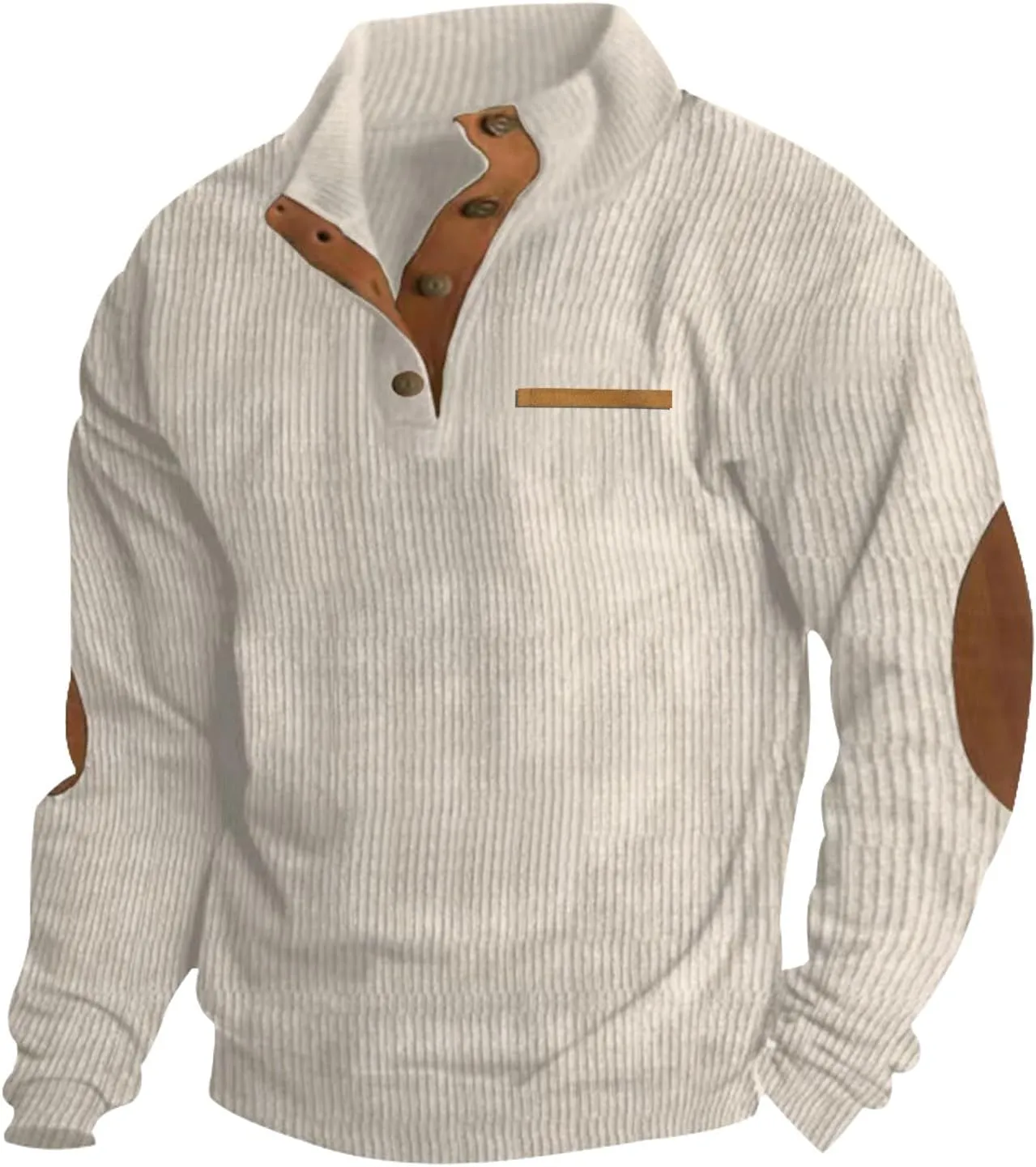 Men's Corduroy Sweatshirt Long Sleeve, Oversized Crewneck, Lightweight Classic Fit Perfect For Casual Wear