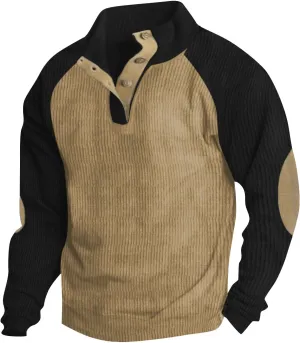 Men's Corduroy Sweatshirt Long Sleeve, Oversized Crewneck, Lightweight Classic Fit Perfect For Casual Wear