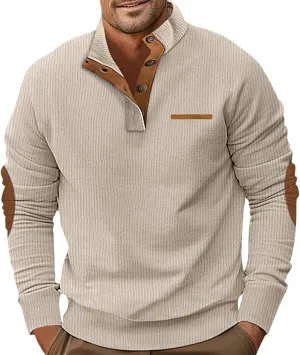 Men's Corduroy Sweatshirt Long Sleeve, Oversized Crewneck, Lightweight Classic Fit Perfect For Casual Wear