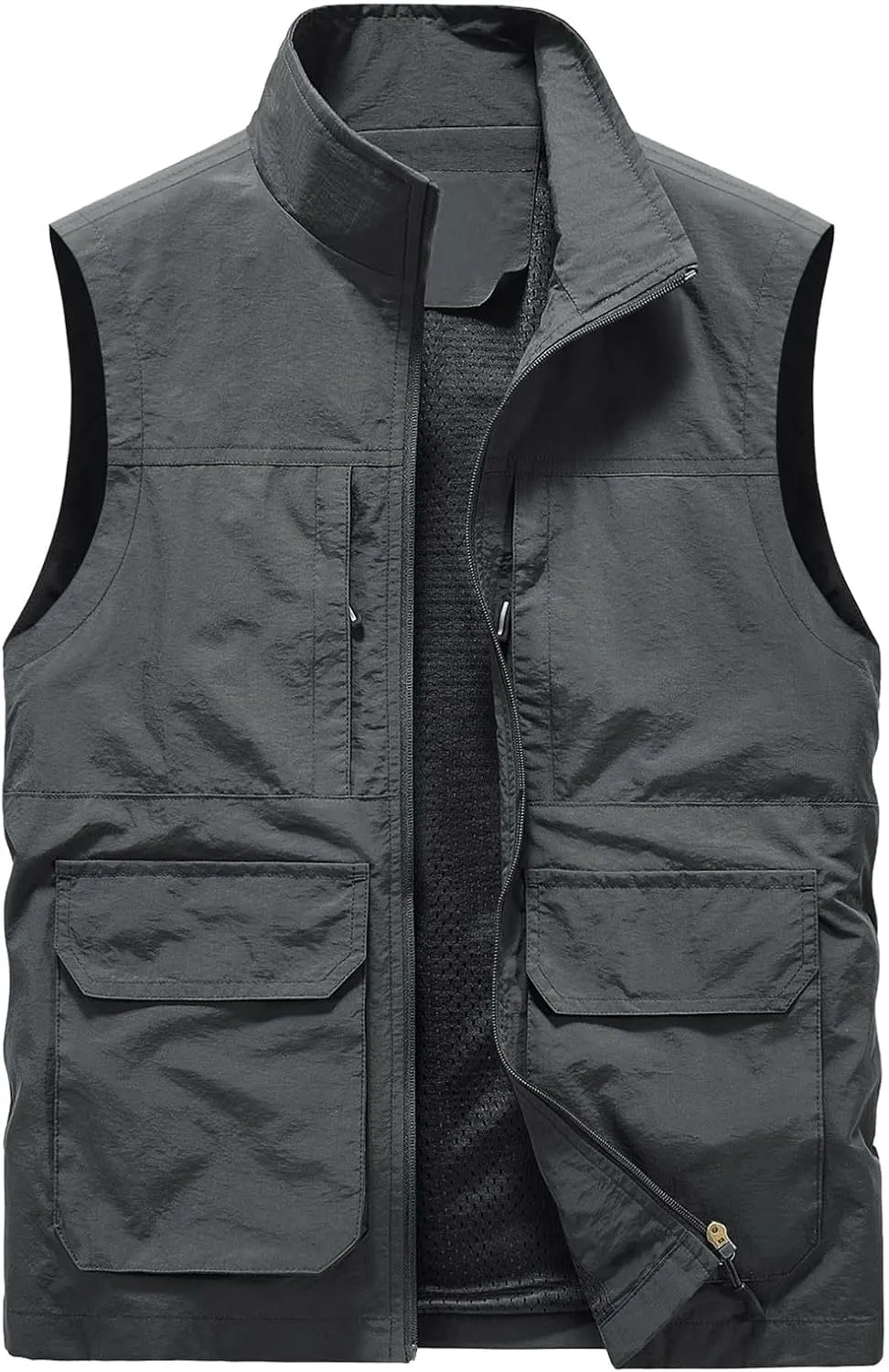 Men's Fishing Vest Utility Travel Vest with Pockets Casual Lightweight Outdoor Work Photo Cargo Fly Summer Vest