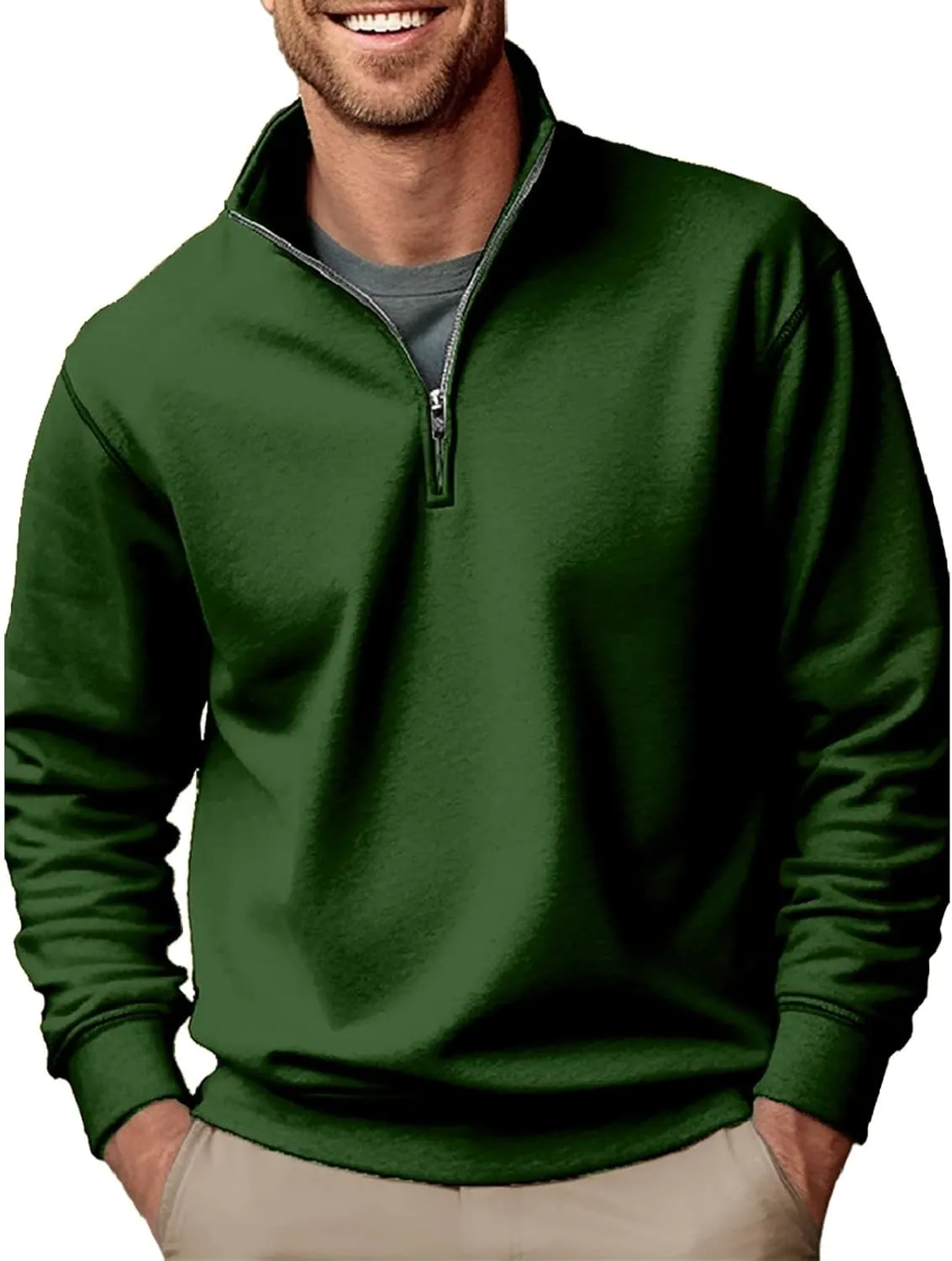Men's Fleece Pullover, Quarter Zip Up Fleece Sweatshirt, Winter Outdoor Thermal Sweater, Polar Fleece Jacket Tops