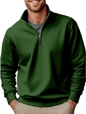 Men's Fleece Pullover, Quarter Zip Up Fleece Sweatshirt, Winter Outdoor Thermal Sweater, Polar Fleece Jacket Tops