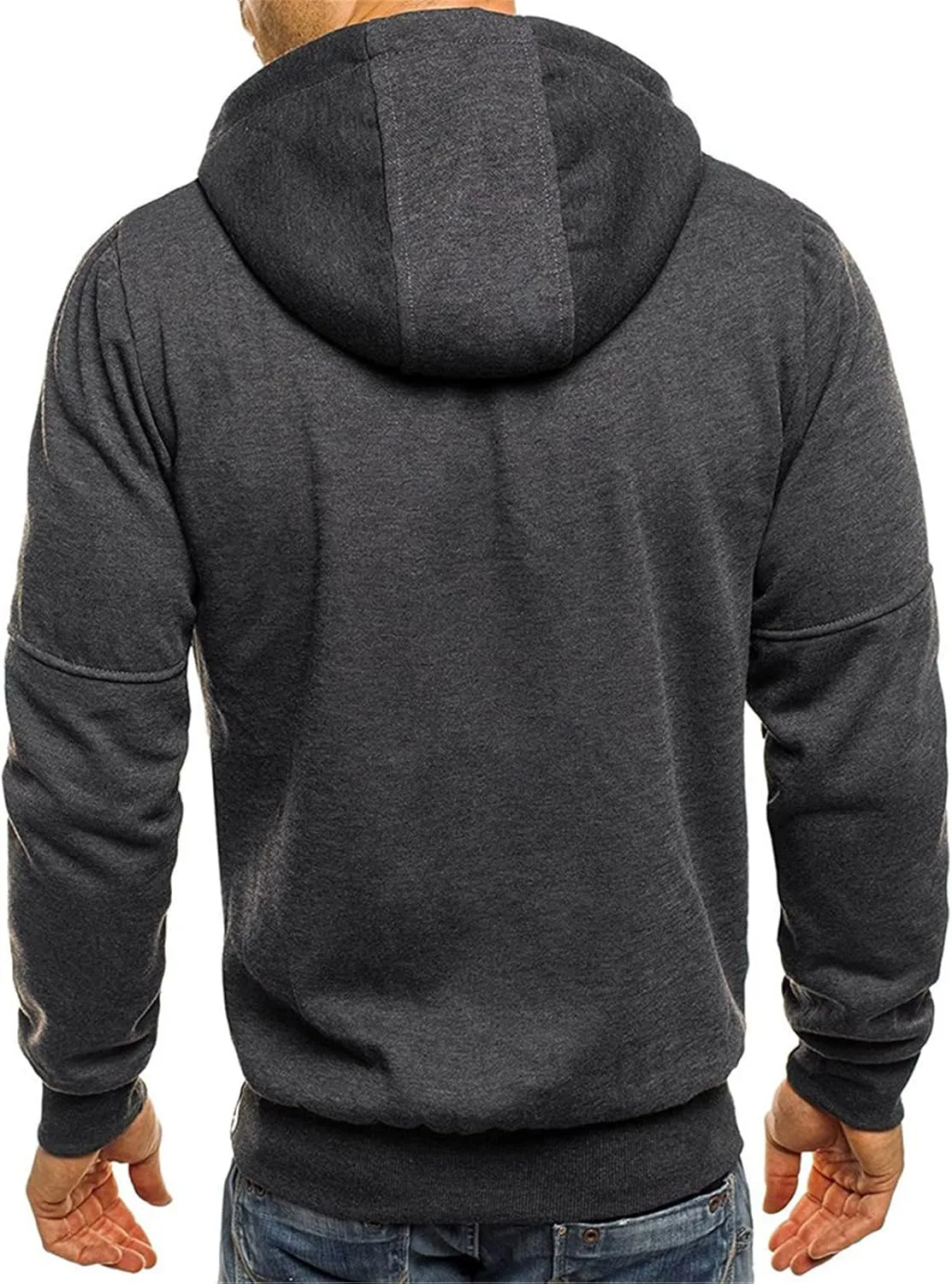 Men's Full Zipper Sports Training Hoodies Casual Long-Sleeved Hooded Sweater with Pockets Jogging Track and Filed Gym
