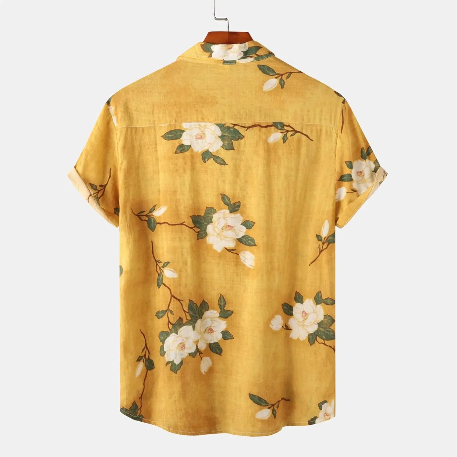 Mens Hawaiian Floral Shirts Cotton Linen Button Down Short Sleeve Shirt Casual Beach T Shirts Summer Vacation Outfits