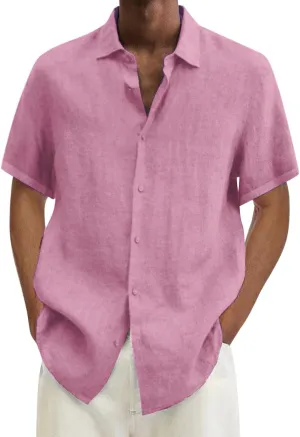 Men's Hawaiian Short Sleeve Shirts Summer Casual Button Down Shirts Lightweight Holiday Beach Loose Fit Hiipie Shirt