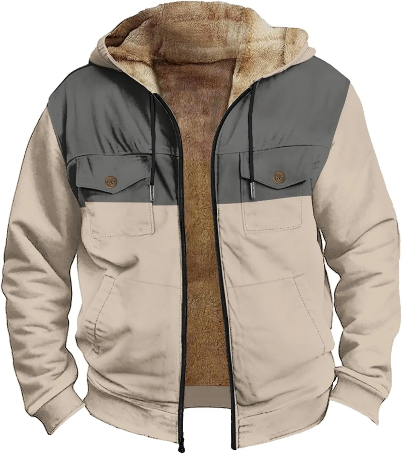 Men's Hoodie Fleece Jacket Winter Warm Thick Jackets Full Zip Heavyweight Casual Coat