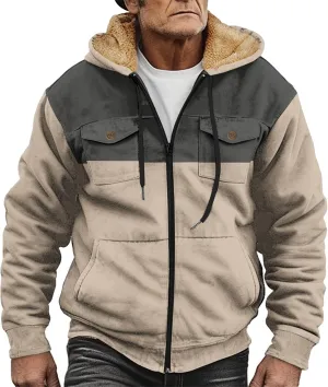 Men's Hoodie Fleece Jacket Winter Warm Thick Jackets Full Zip Heavyweight Casual Coat