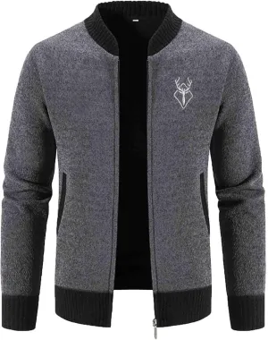 Mens Hoodies Knit Sweater, Full Zip Fleece Lined Cardigan Sweaters Casual Regular Fit Knit Hooded Men Sweater Jackets