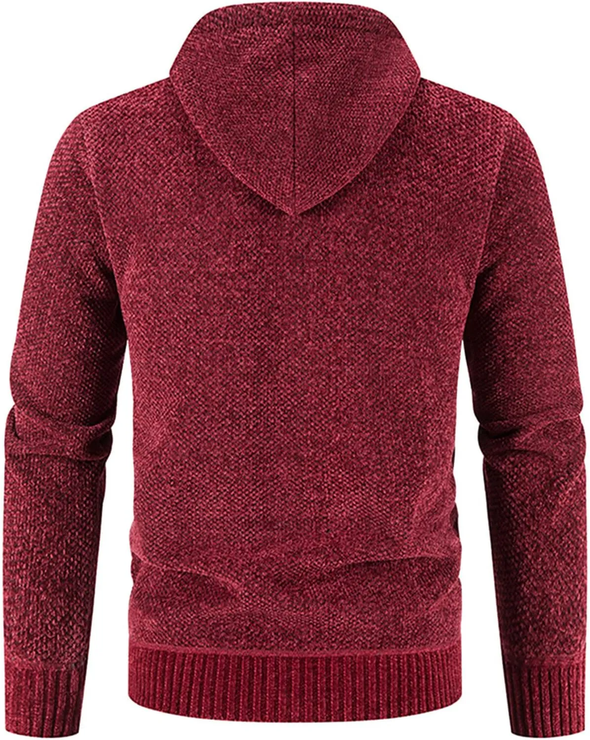 Mens Hoodies Knit Sweater, Full Zip Fleece Lined Cardigan Sweaters Casual Regular Fit Thick Hooded Men Sweater Jacket