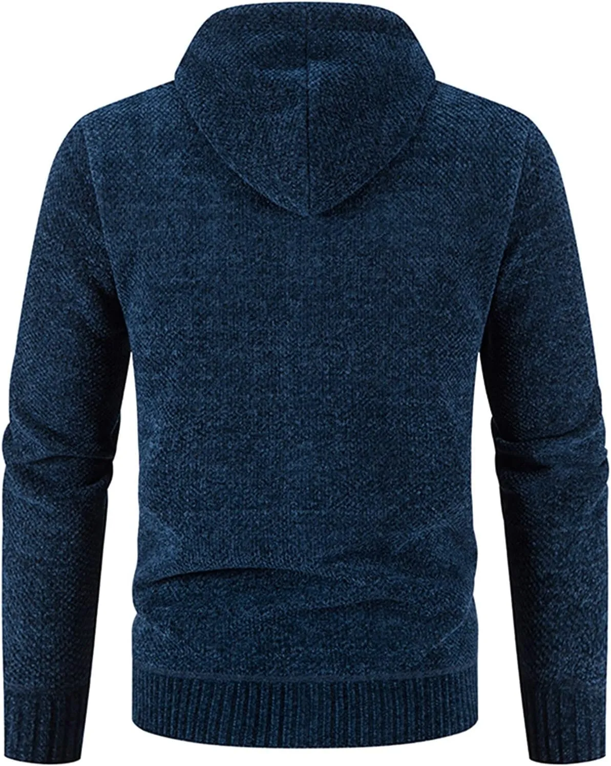 Mens Hoodies Knit Sweater, Full Zip Fleece Lined Cardigan Sweaters Casual Regular Fit Thick Hooded Men Sweater Jacket