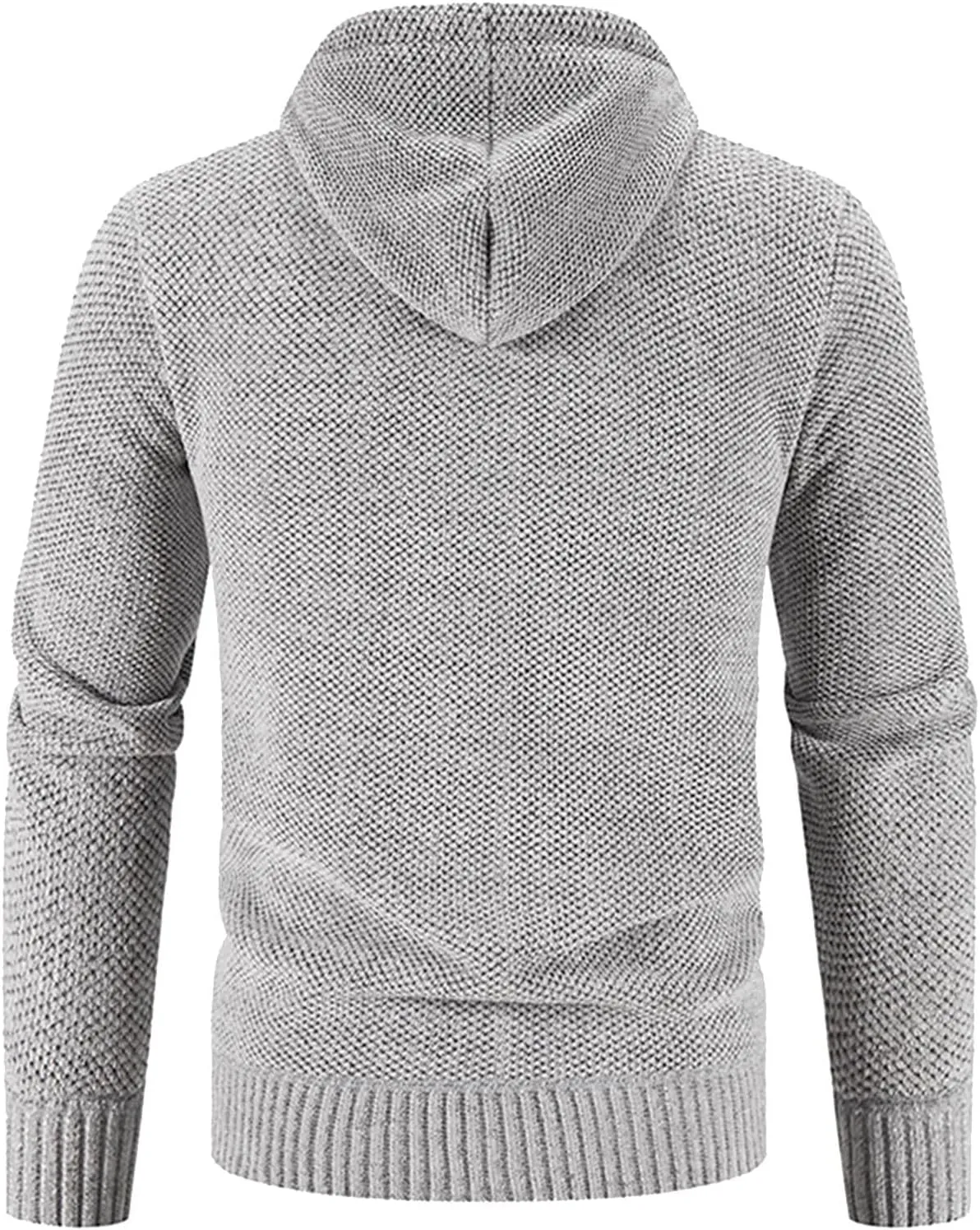 Mens Hoodies Knit Sweater, Full Zip Fleece Lined Cardigan Sweaters Casual Regular Fit Thick Hooded Men Sweater Jacket