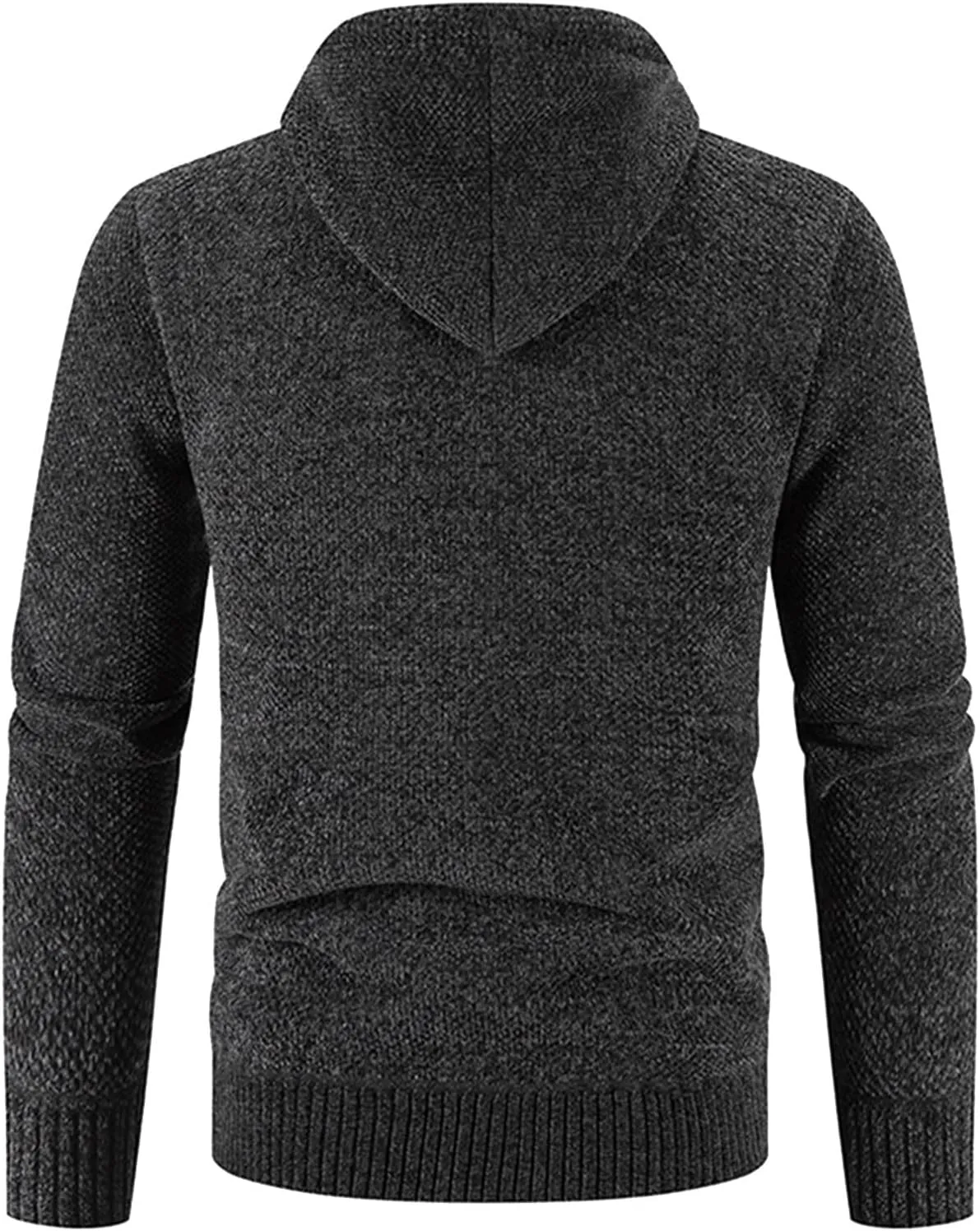 Mens Hoodies Knit Sweater, Full Zip Fleece Lined Cardigan Sweaters Casual Regular Fit Thick Hooded Men Sweater Jacket