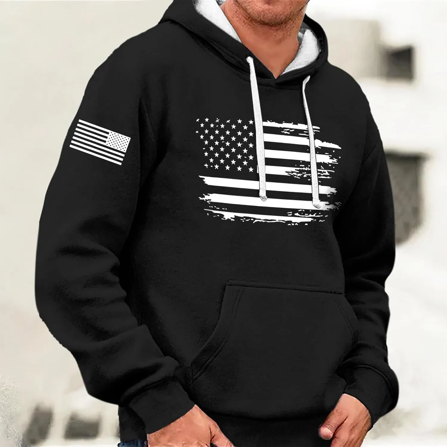 Mens Hoodies Sweatshirt For Fashion Padded Pockets Long Sleeve Graphic Casual Prints Drawstring Hoodies