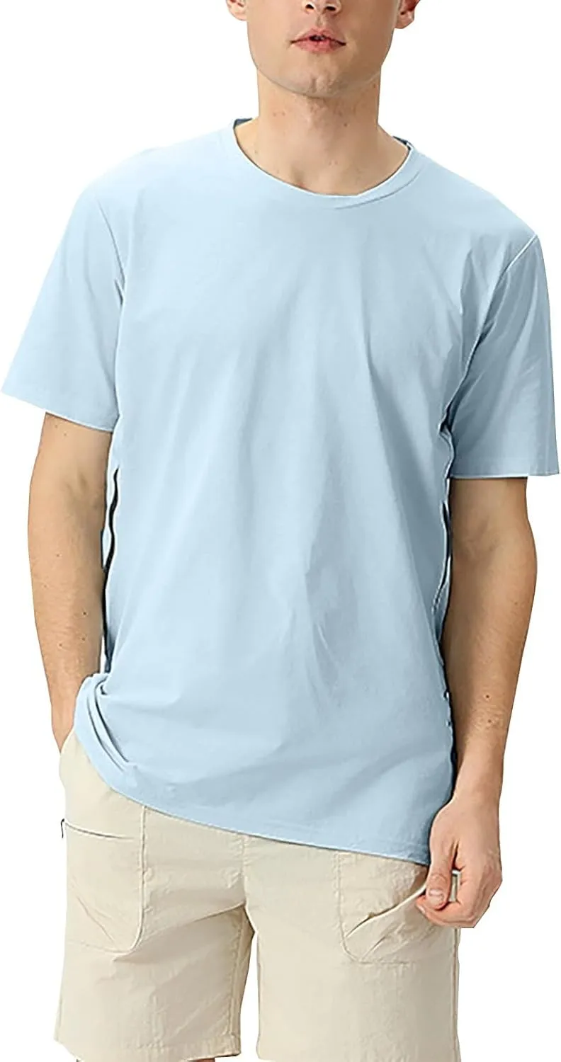 Men's Ice Silk Cooling Tshirt Short Sleeve Lightweight Top Quick Dry Breathable Stretch Workout Gym Training Activewear