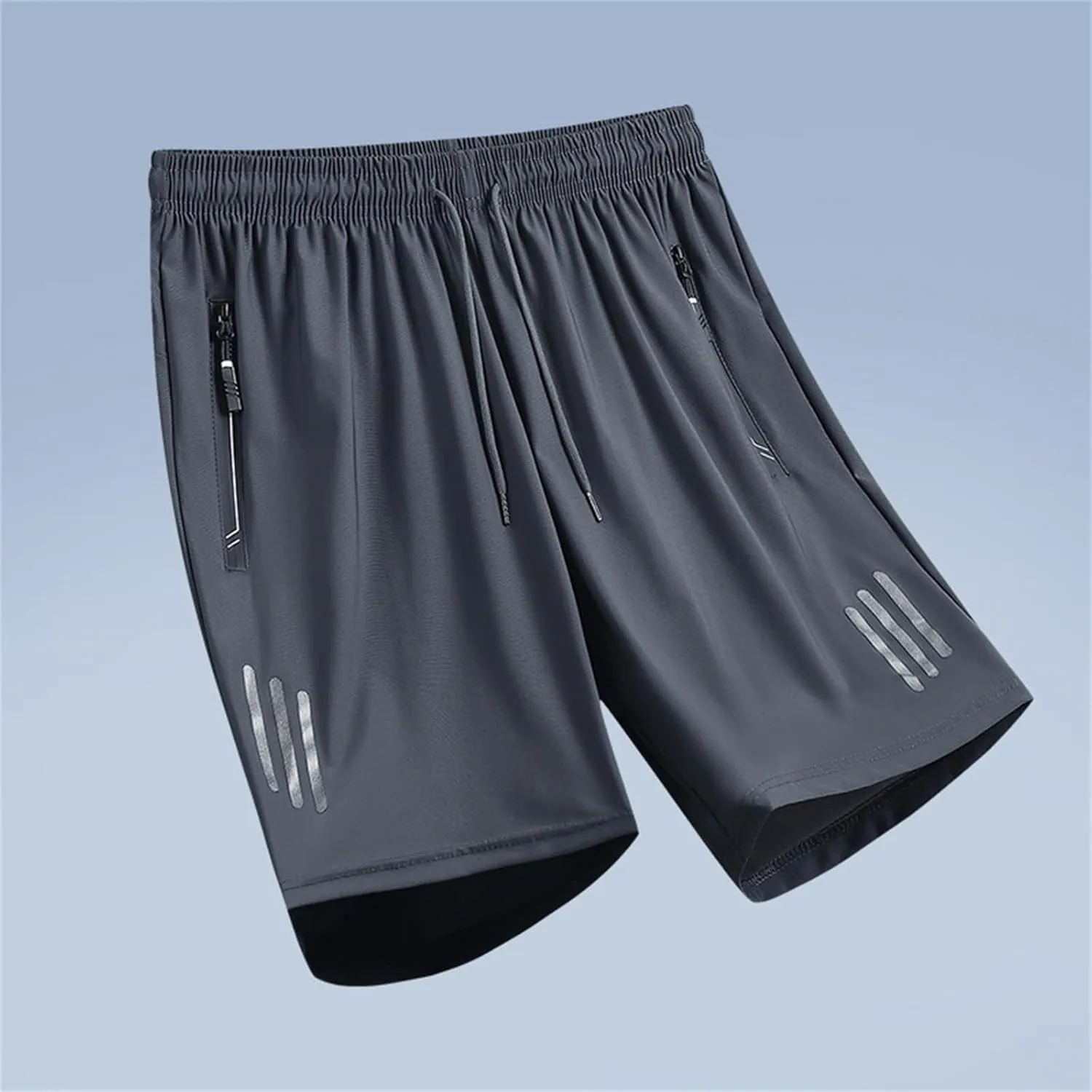 Men's Ice Silk Shorts Sport Lightweight Shorts Breathable Short Pants Pocket with Zip Sports Trousers Active Men Shorts