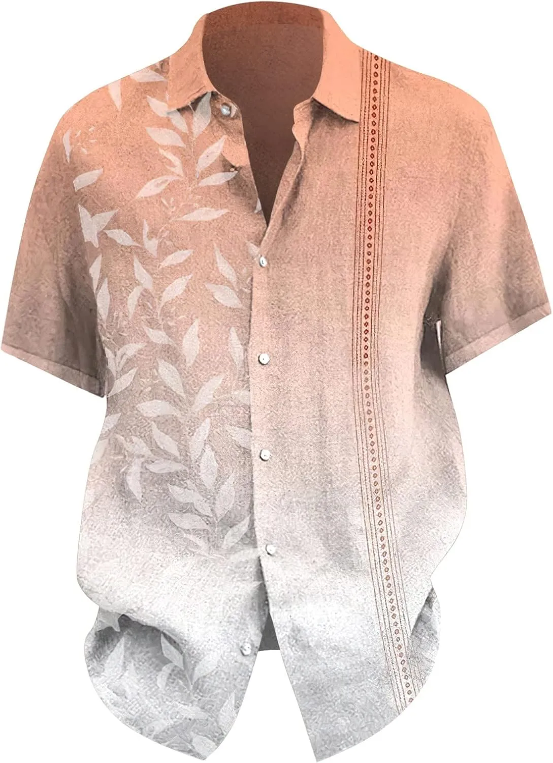 Men's Linen Shirts Big and Tall Short Sleeve Casual Button Down Shirts Lightweight Summer Beach Dress Shirts Tops