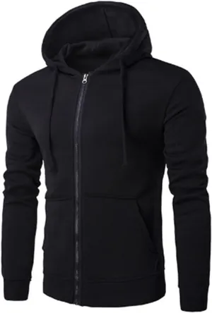 Men's Long Sleeve Full Zip Cardigan Sweater Plain Baggy Hooded Casual Workout Hoodie Classic-Fit Jogger Coats